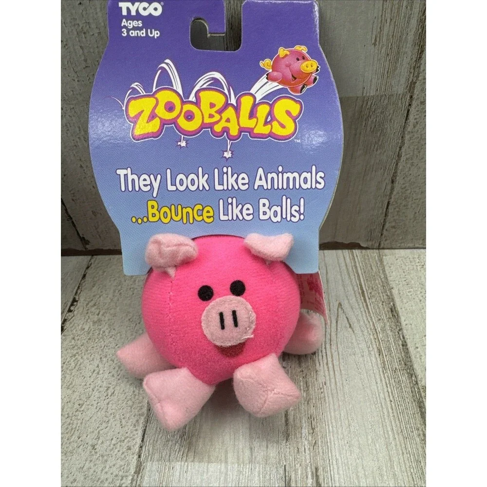 Assorted 1996 Tyco ZOOBALLS Lion Kangaroo Cow Dinosaur Bee Penguin Dog Pig Cat